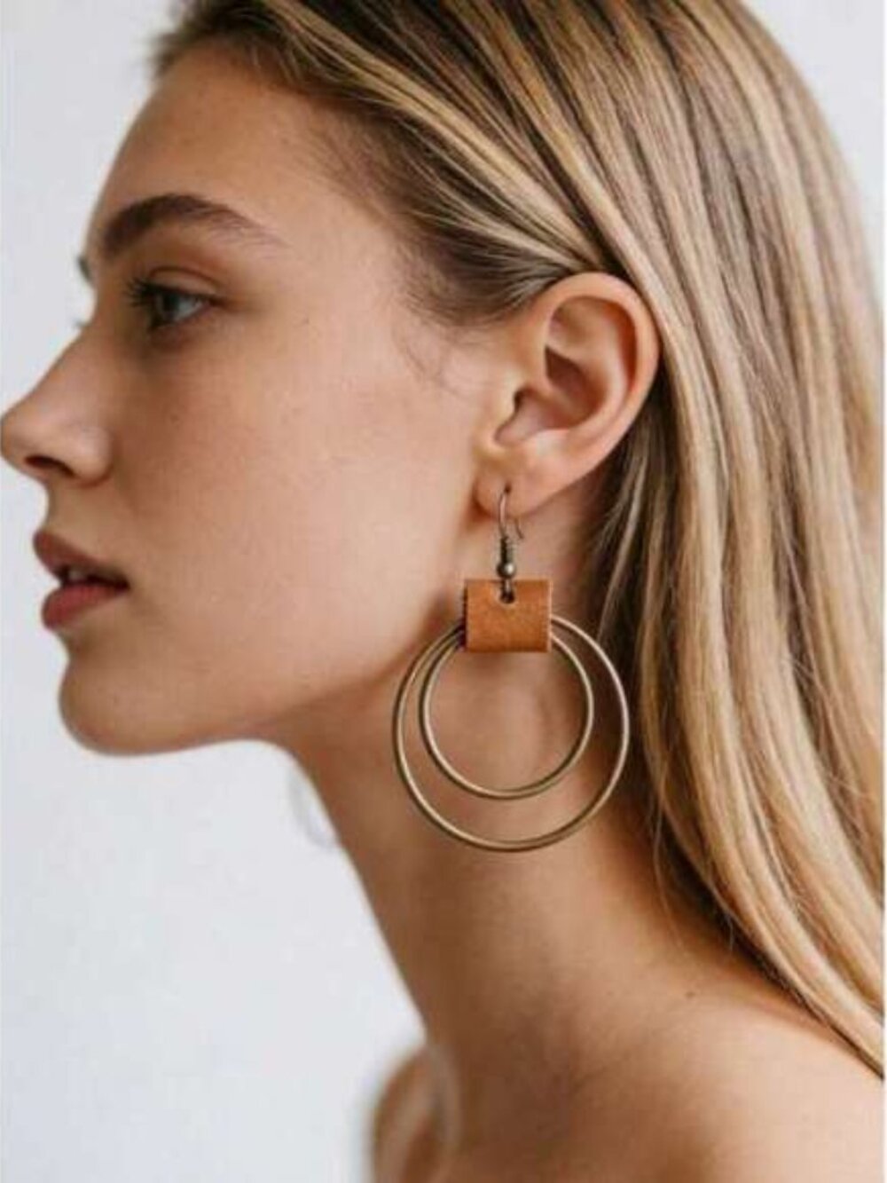 Circular Leopard Print Retro Fashion Metal Earrings, Daily W